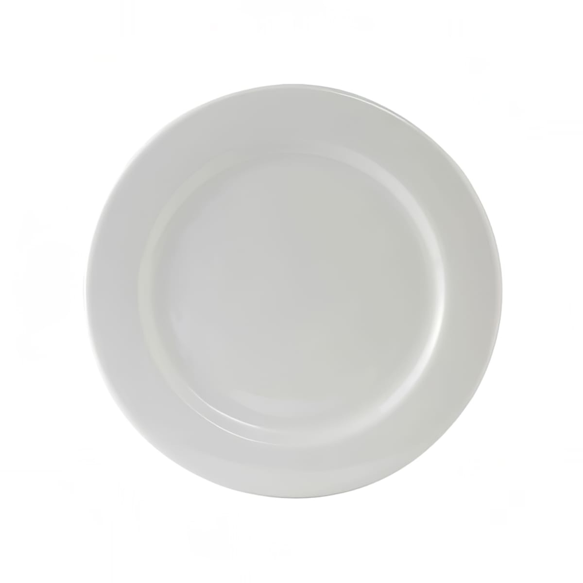 Tuxton China ALA-090 9-inch round porcelain white Alaska plate with wide rim and rolled edge