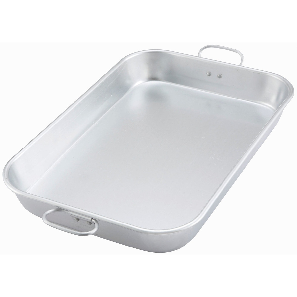 Winco ALBP-1218 rectangular aluminum baking pan with dual drop handles on a white background
