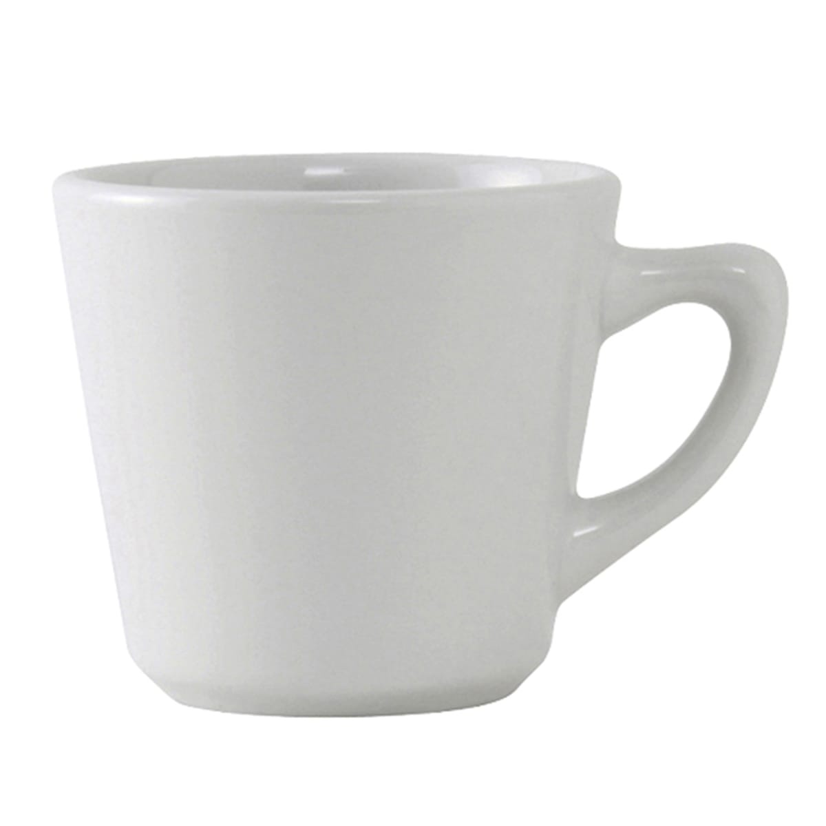 Tuxton ALF-075 bright white tall china cup with single handle, Alaska/Colorado pattern