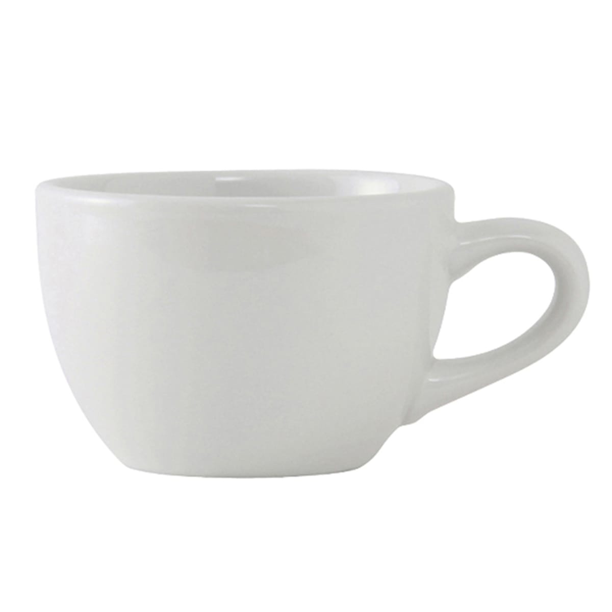 Tuxton ALF-0752 bright white round 8 oz. china cup with single handle, Alaska/Colorado series