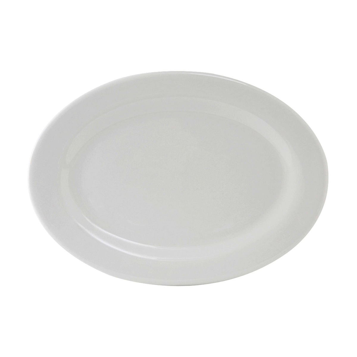 Tuxton ALH-136 bright white oval platter on white background