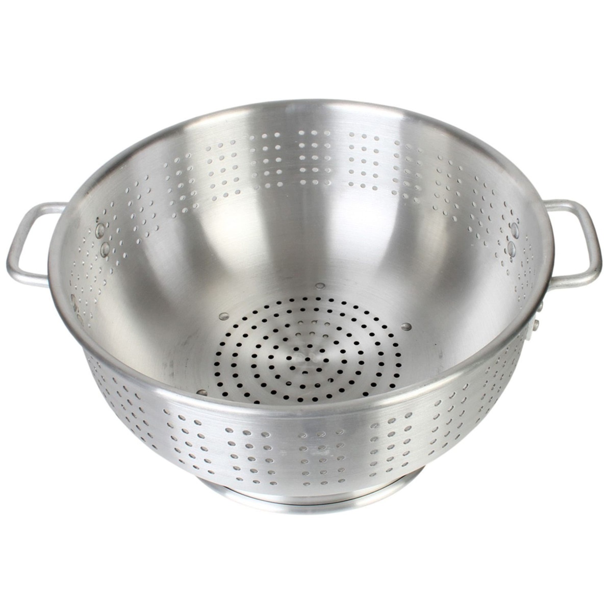 Thunder Group ALHDCO001 aluminum colander top-down interior view showing perforations on bowl sides and base