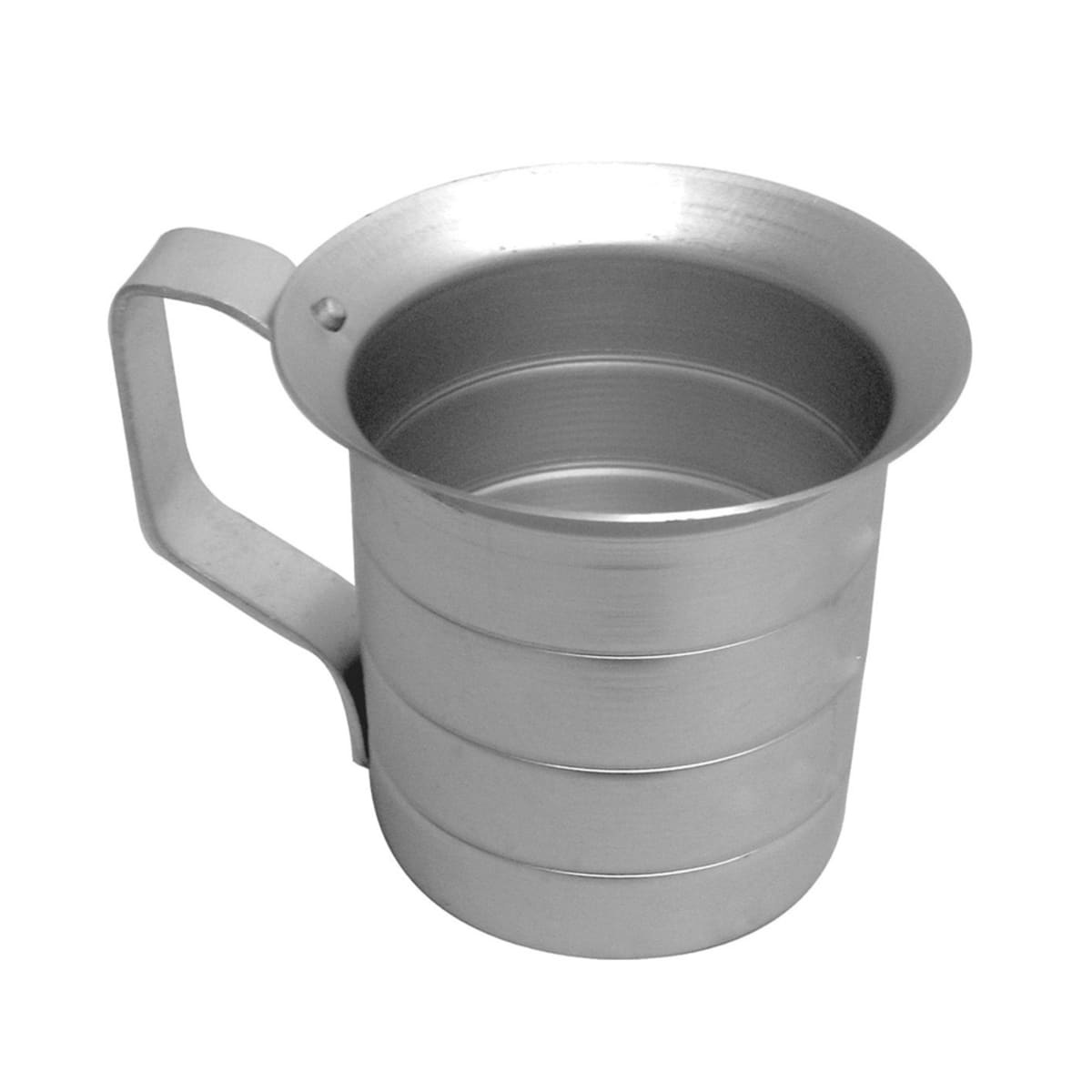 Thunder Group ALKAM010 1-quart aluminum liquid measuring cup with riveted handle on white background