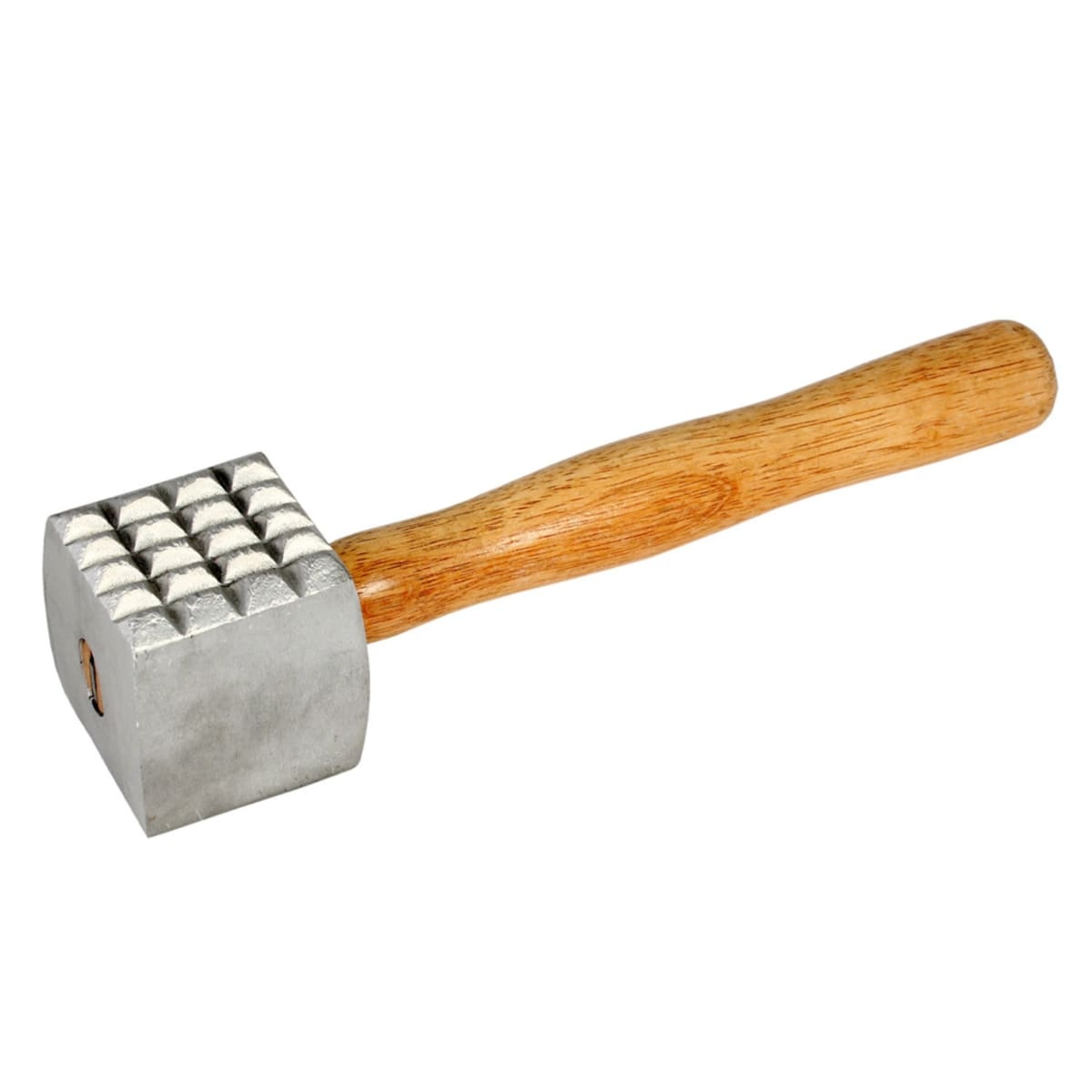 Thunder Group ALMTW001 12-inch aluminum 2-sided meat tenderizer mallet with pyramid-textured head and smooth wood handle