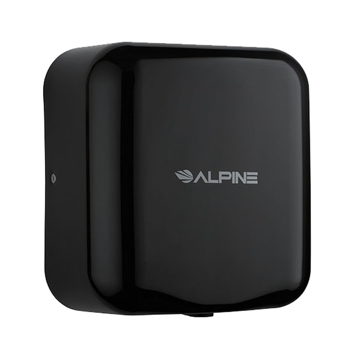 Alpine Industries Hemlock hand dryer in black finish, wall-mounted unit