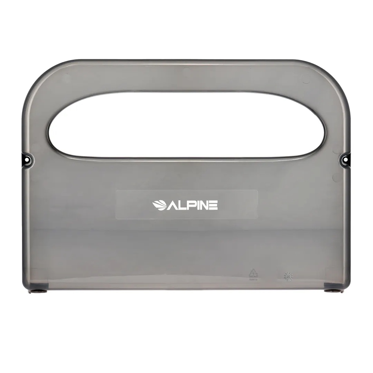 Alpine Industries ALP453 wall-mounted toilet seat cover dispenser in translucent black polymer
