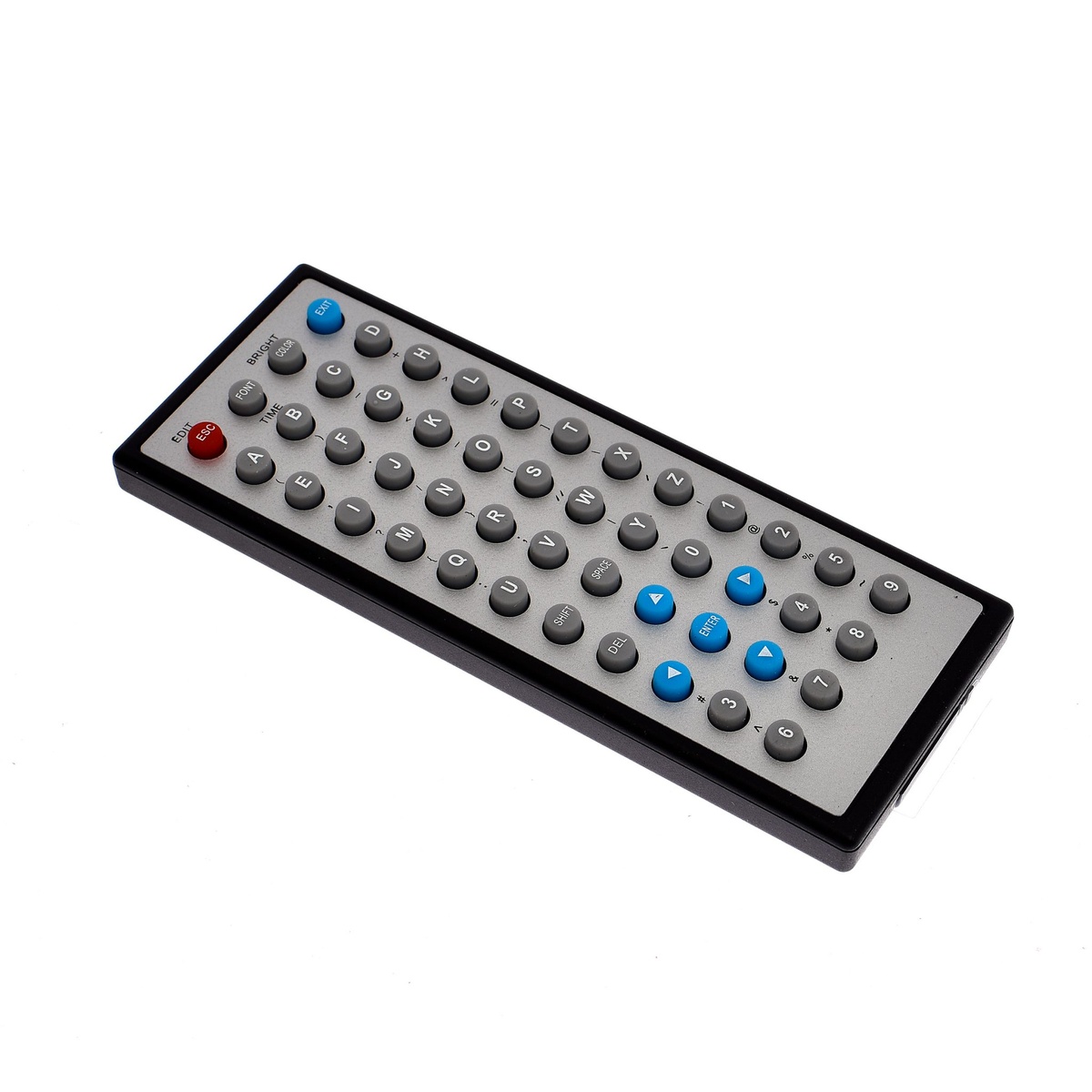Full-keyboard remote control included with the Alpine Industries LED Open Sign for programming custom messages