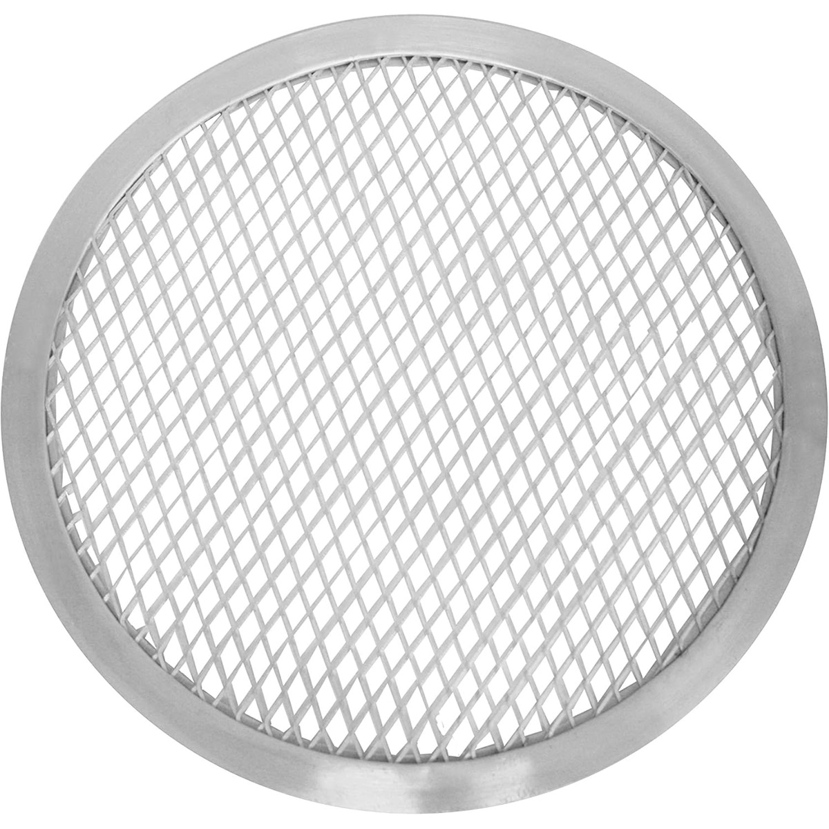 Thunder Group ALPZ19 19-inch round aluminum pizza screen with diamond-pattern mesh surface and seamless rim, top-down view