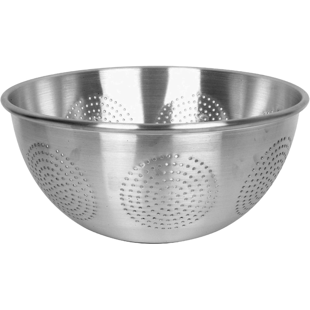 Thunder Group ALSKAC001 12 Qt. heavy duty aluminum colander with geometric perforation pattern and rolled rim