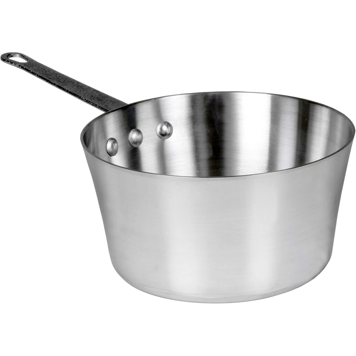 Thunder Group ALSKSS003 3-3/4 quart aluminum sauce pan with riveted plated iron handle on white background