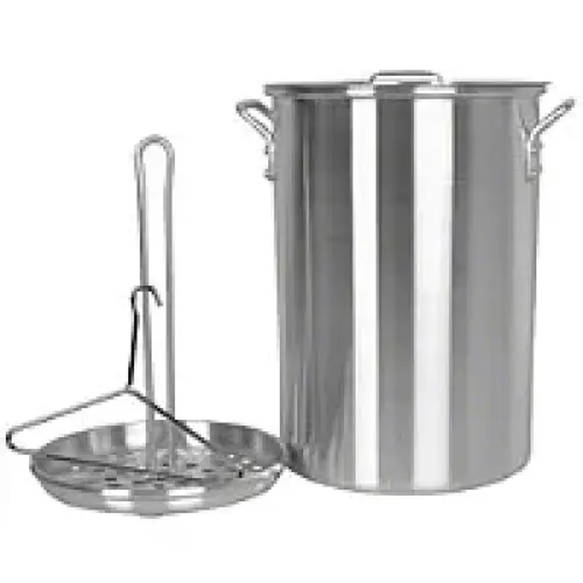 Thunder Group ALSKTP012 26-quart aluminum turkey fry pot with base strainer rack and poultry hanger