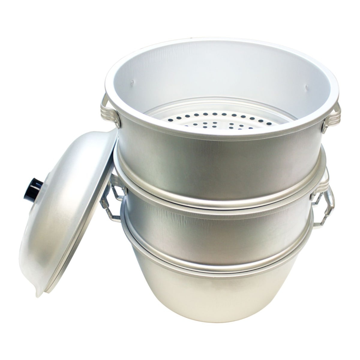 Thunder Group 13 inch Aluminum Steamer Set with lid and stacked compartments