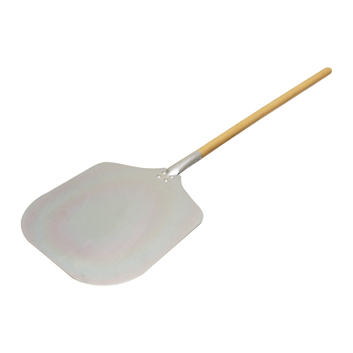 Thunder Group ALWDPP3512 aluminum pizza peel with rectangular blade and long wooden handle