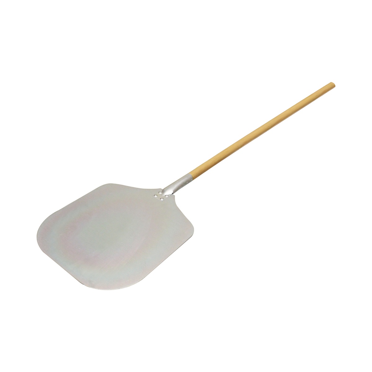 Thunder Group ALWDPP5212 aluminum pizza peel with 14x12 inch blade and long wooden handle