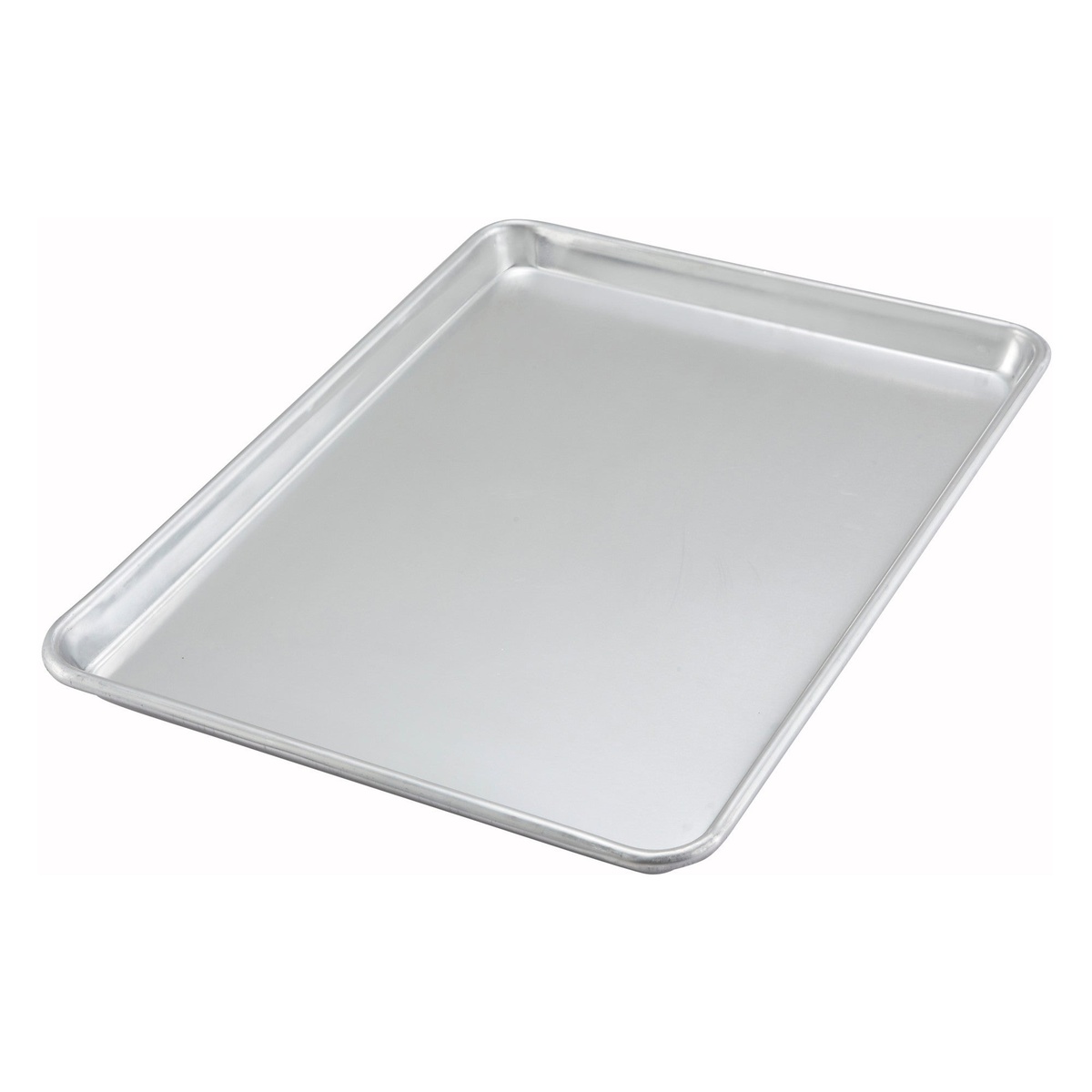 Winco ALXP-1318 half-size aluminum sheet pan with closed bead rim on white background