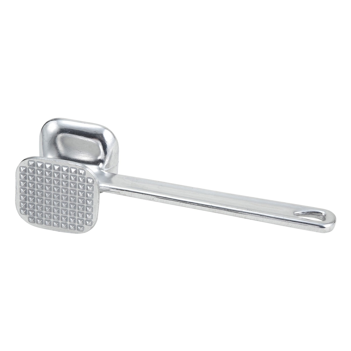 Winco AMT-2 aluminum two-sided meat tenderizer with 3-inch square head and textured surface
