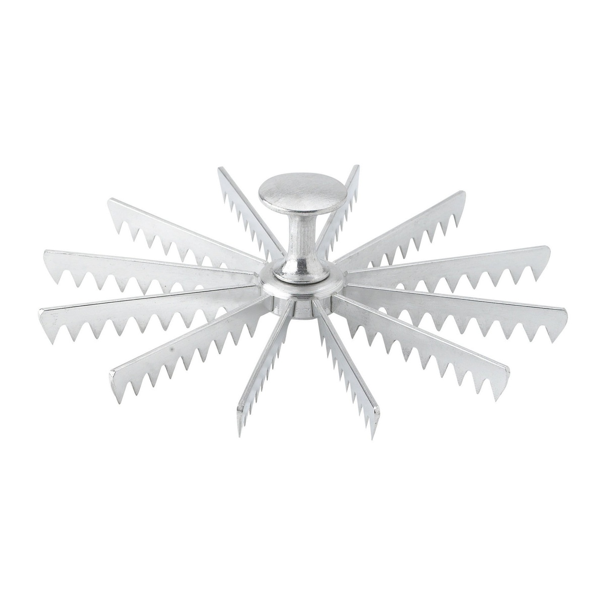 Winco APM-12 aluminum pie and cake marker with 12 serrated blades and center knob