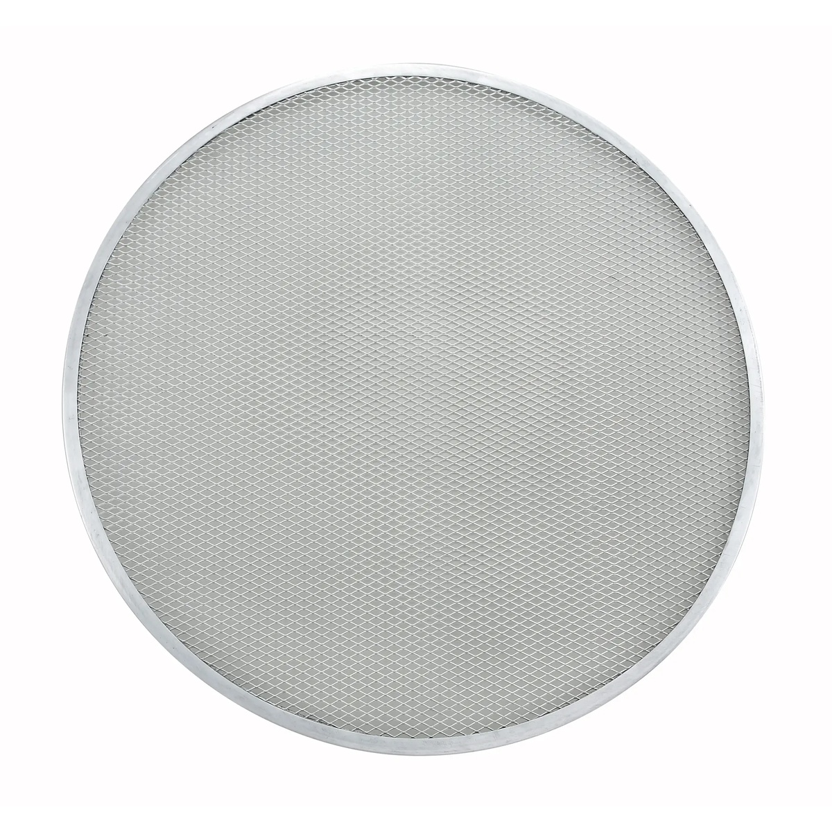 Winco APZS-19 round 19-inch seamless aluminum pizza screen with diamond-pattern mesh surface