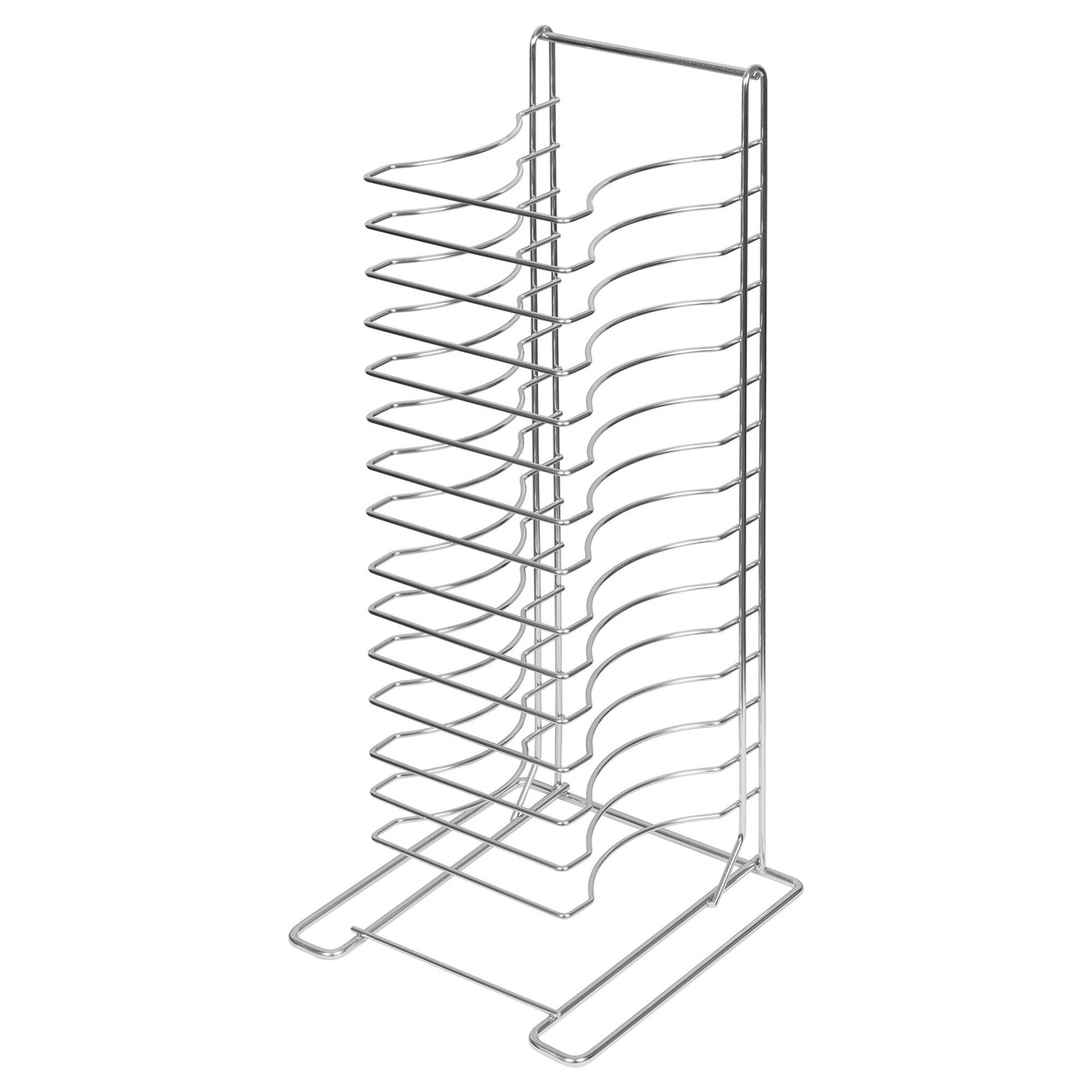 Winco APZT-1015 15-tier pizza rack, alternate angle view showing slot profile