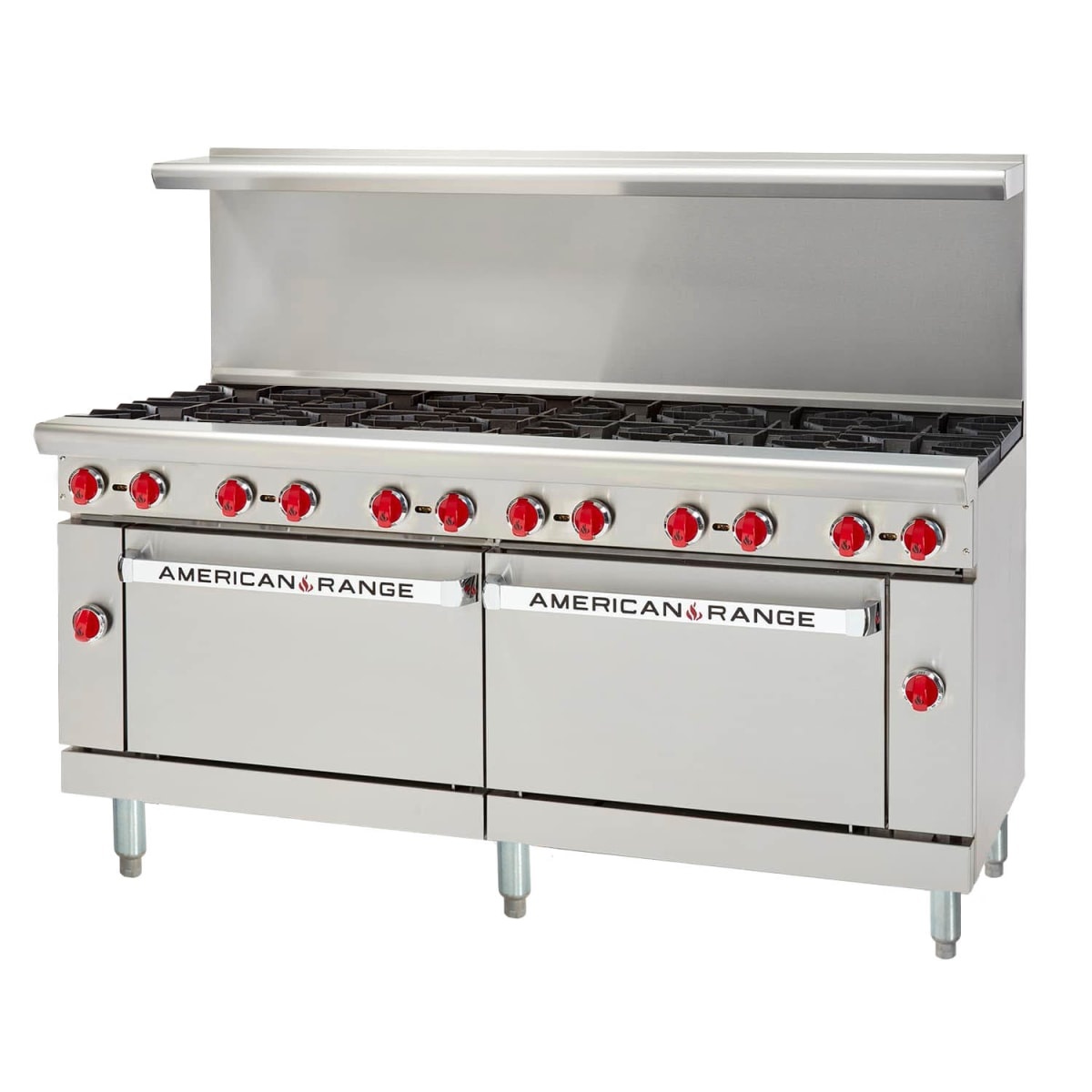 American Range AR-12-CC 72 inch commercial gas range with 12 burners and two oven doors