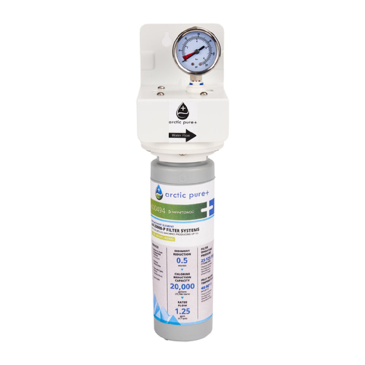 Manitowoc AR-20000-P Arctic Pure Plus water filter assembly with pressure gauge and K00494 filter cartridge