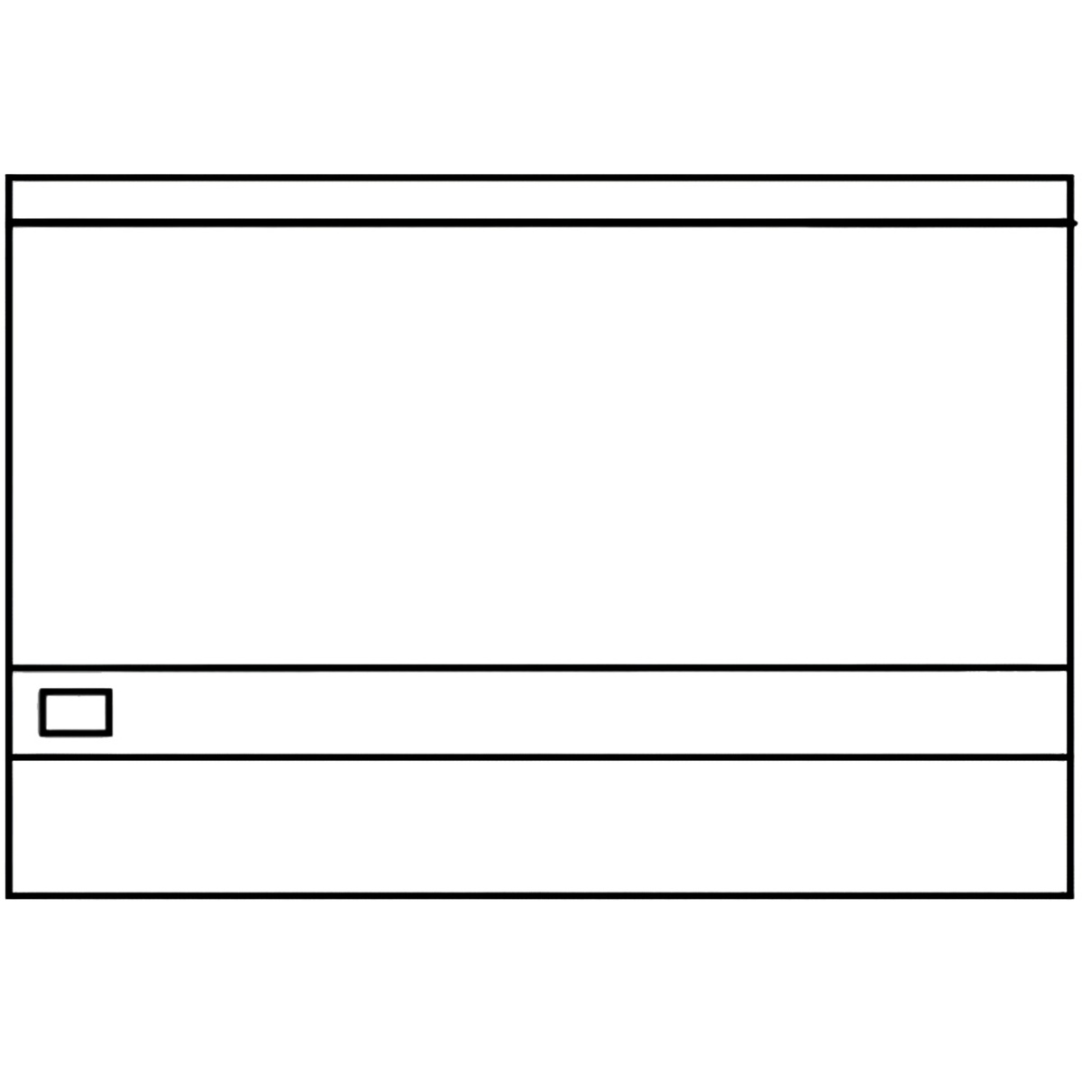 Outline view of a restaurant range with backriser and base cabinet