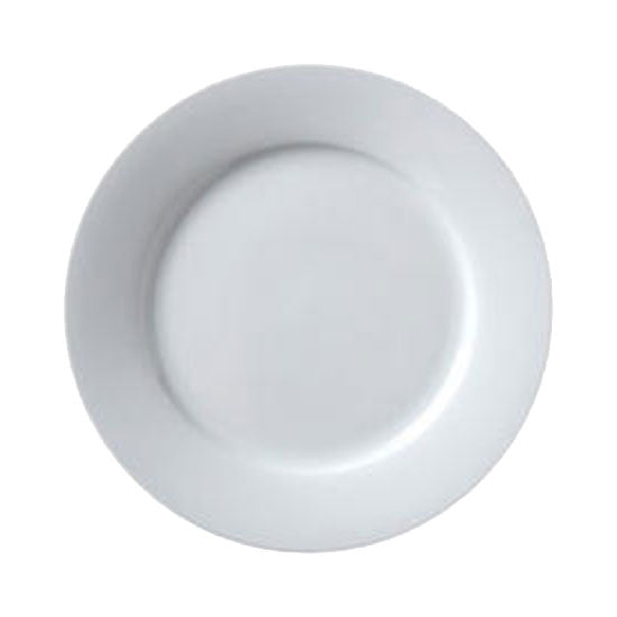 Vertex China ARG-21 Argyle 12-inch wide rim round plate in bright white porcelain, top-down view