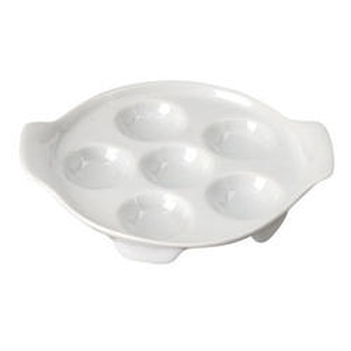 Vertex China ARG-ED bright white round porcelain escargot dish with six compartments and side handles