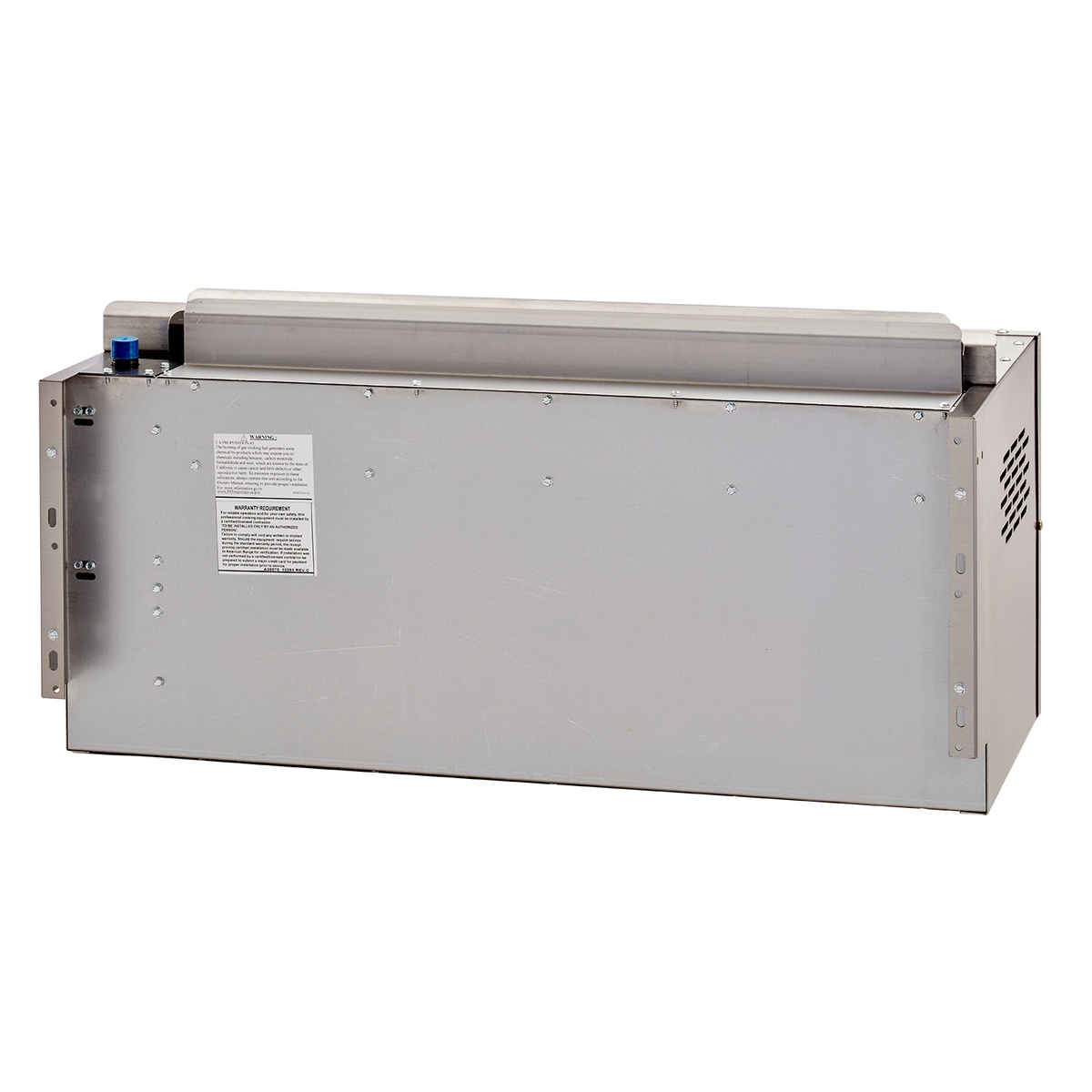 Rear view of American Range ARSM-36 salamander broiler stainless steel body