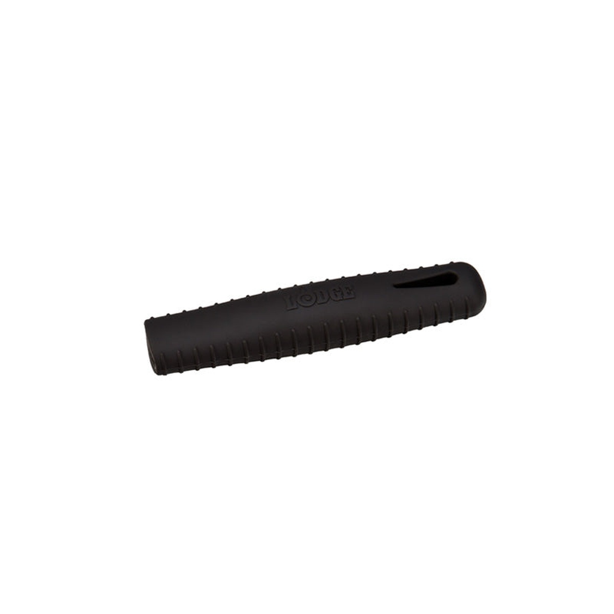 Lodge ASCRHH11 black silicone handle holder with ribbed texture and Lodge branding