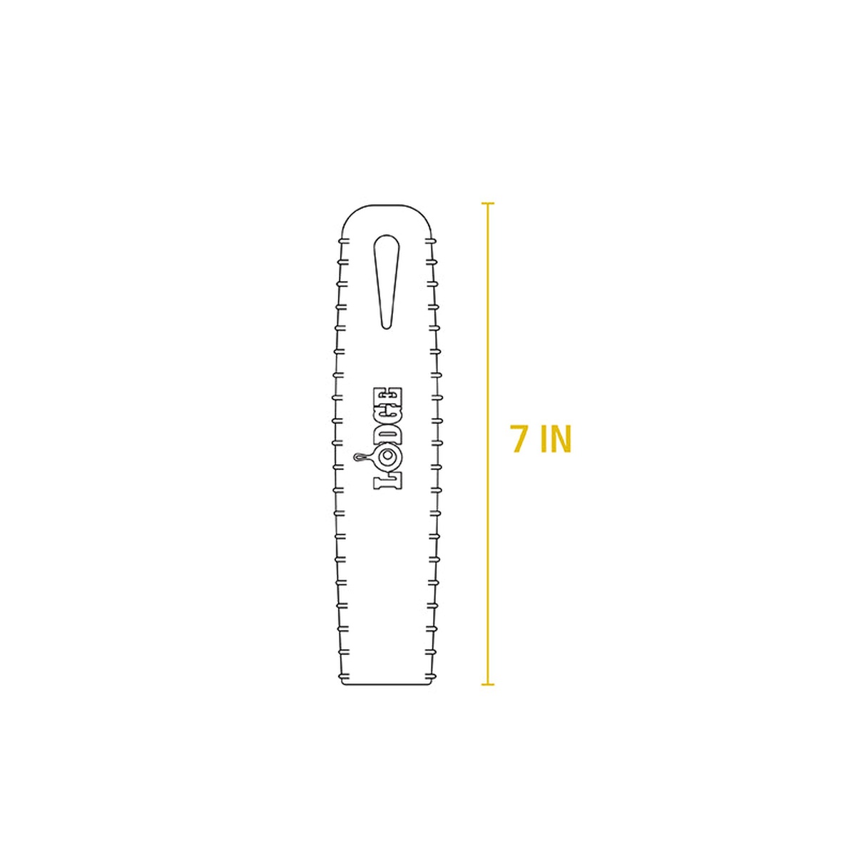 Lodge silicone handle holder product illustration showing 7-inch length measurement