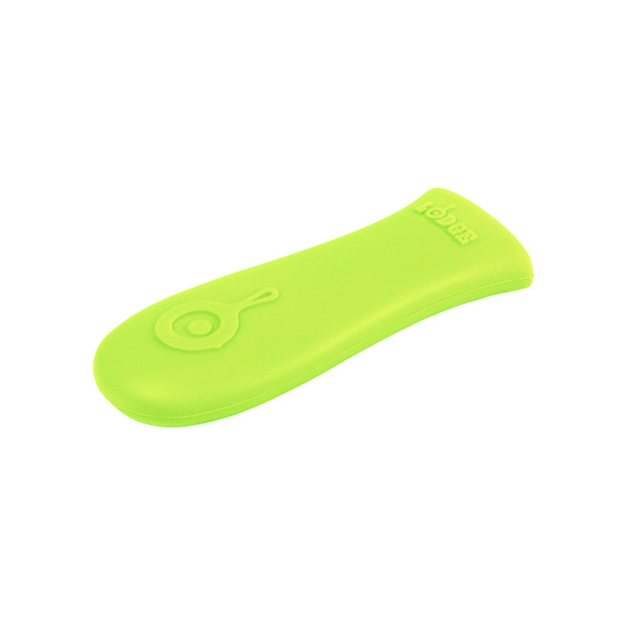Lodge silicone hot handle holder in green on white background