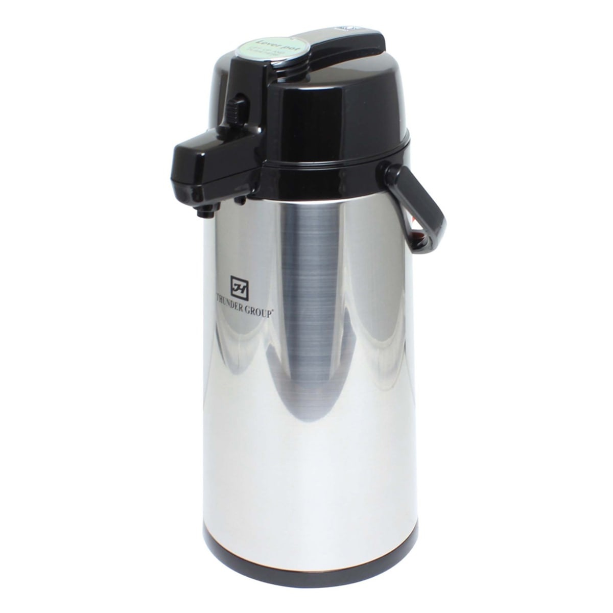Thunder Group ASLG322 stainless steel mirror-finish airpot with black lever-action lid