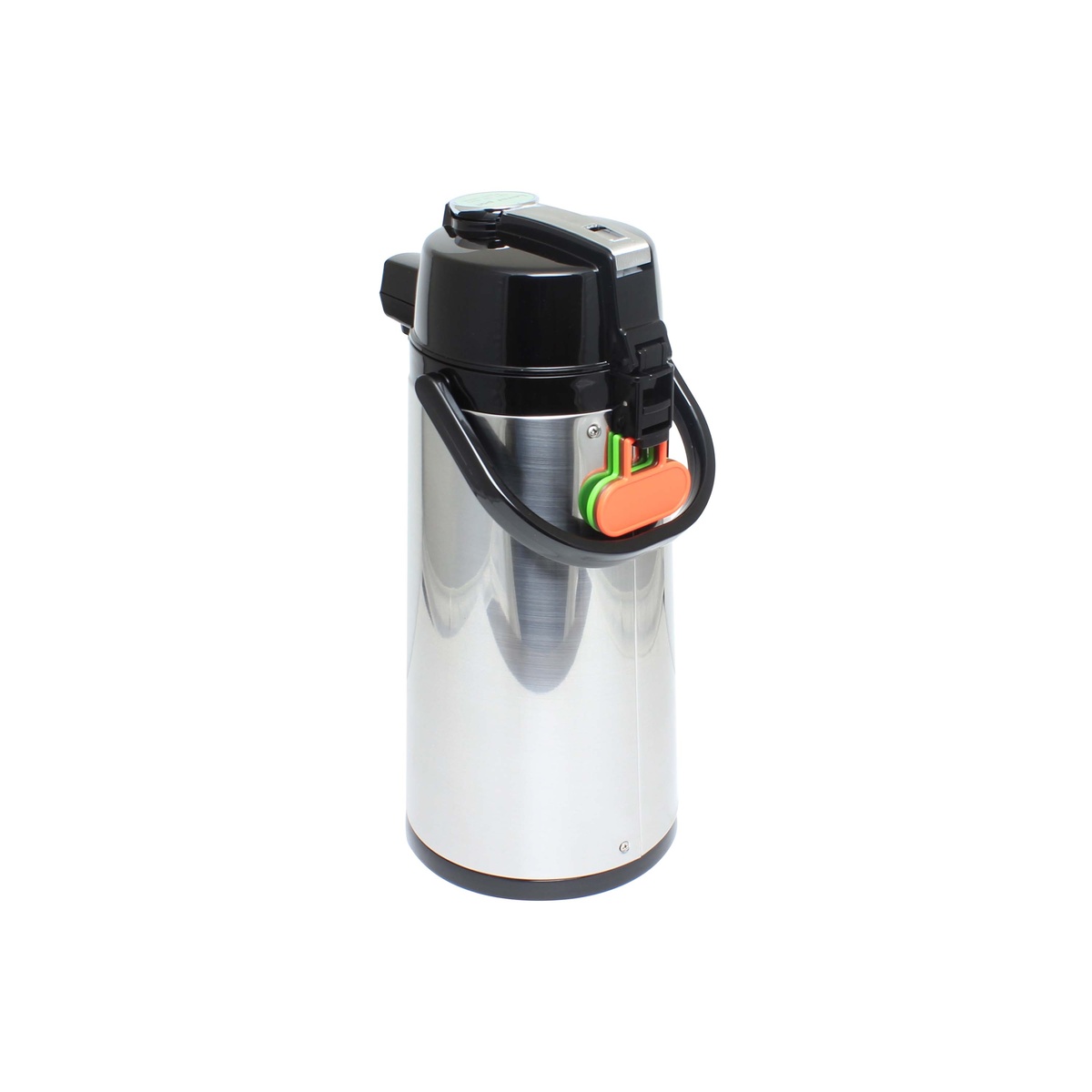 Thunder Group ASLG330 Airpot showing color-coded beverage indicator tags in orange and green attached to handle