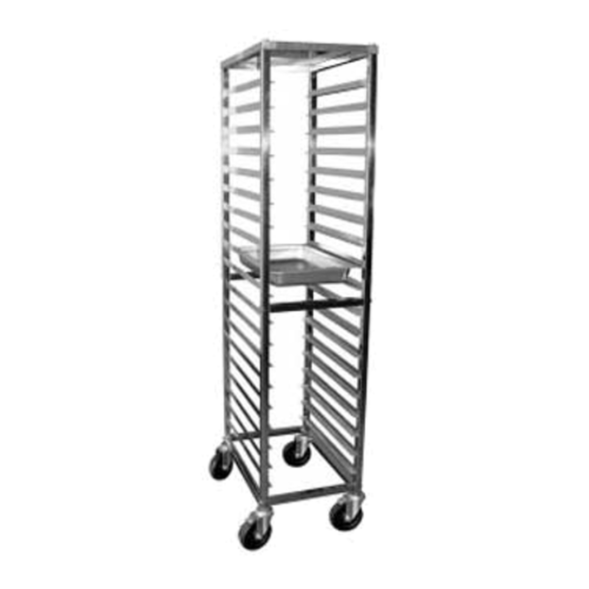 GSW USA ASR-1915 stainless steel steam table pan rack with open sides and 6-inch casters