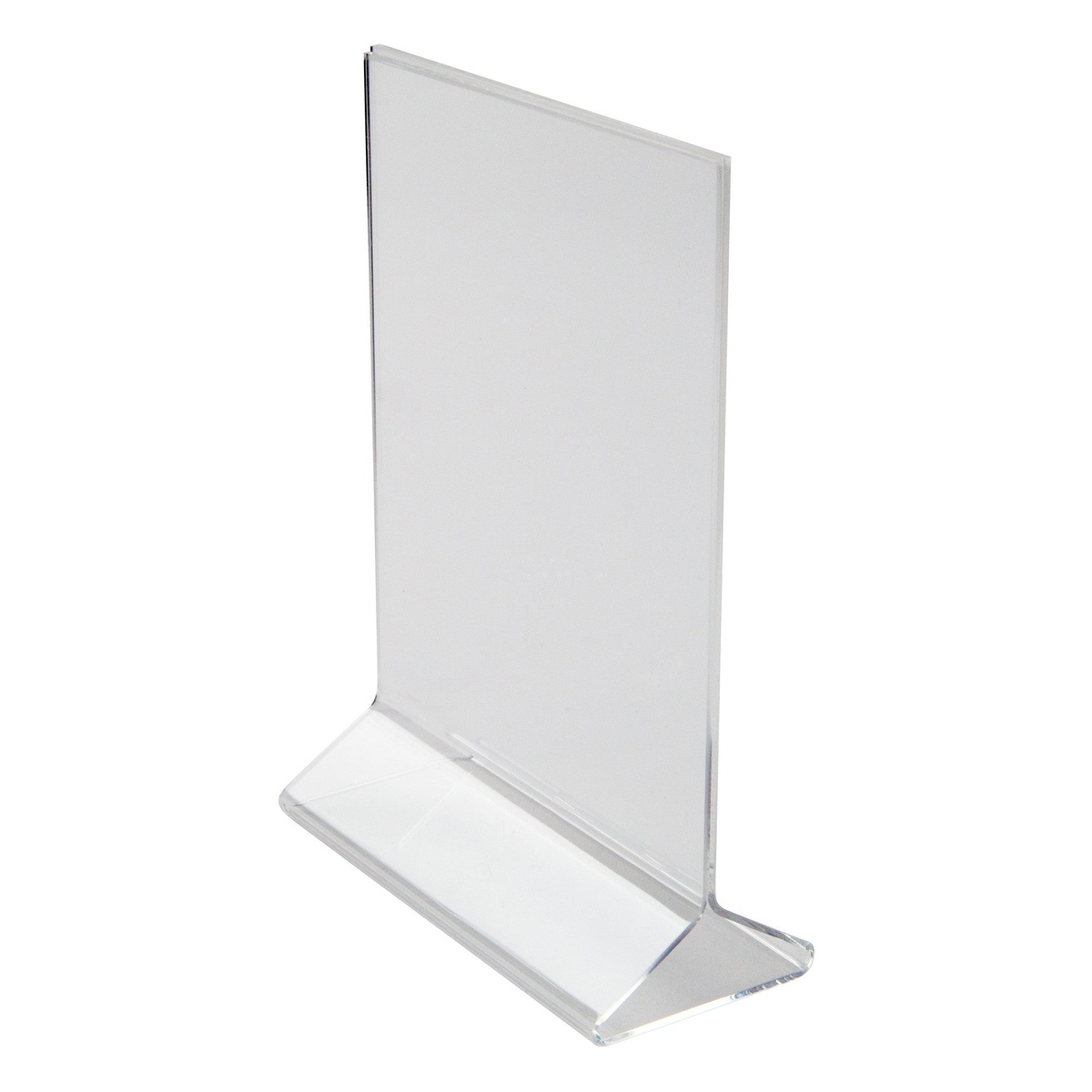 Winco ATCH-57 clear acrylic menu stand, empty, on white background