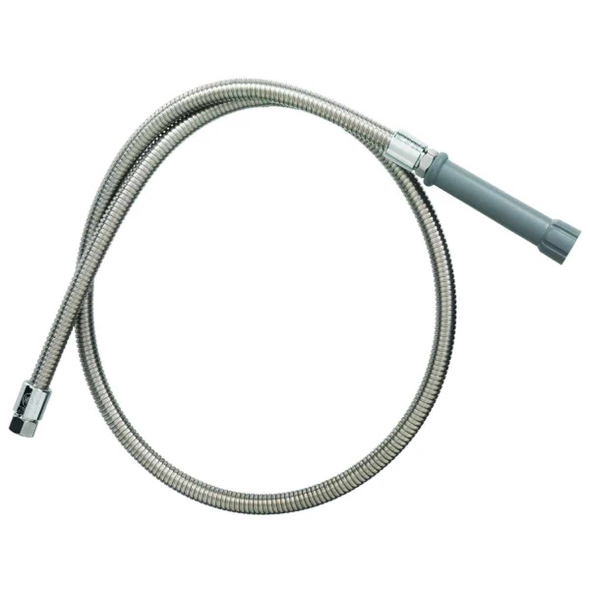 T&S Brass B-0044-H 44-inch flexible stainless steel pre-rinse hose with gray heat-resistant handle and female inlet/outlet fittings