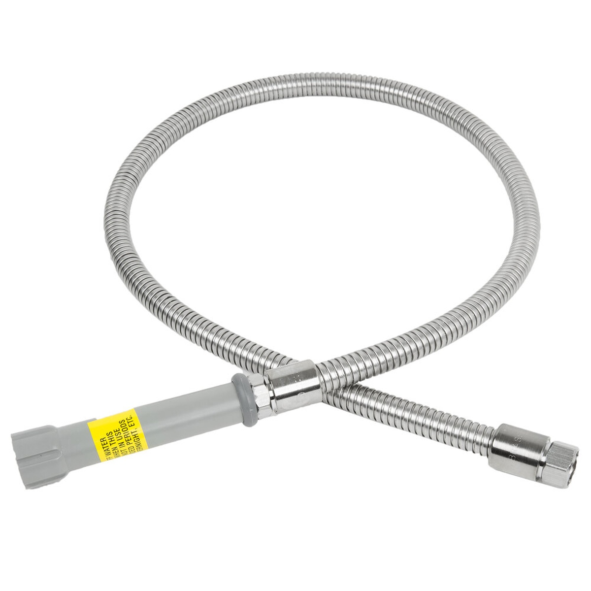 T&S Brass B-0050-H 50-inch flexible stainless steel hose with gray heat-resistant handle and chrome end fittings
