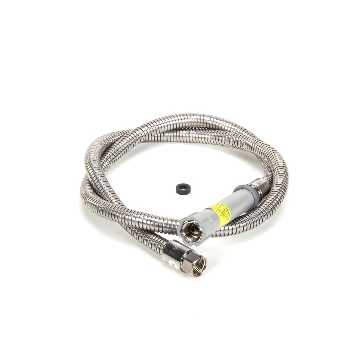 T&S Brass B-0056-H 56-inch flexible stainless steel hose coiled with gray handle and included washer