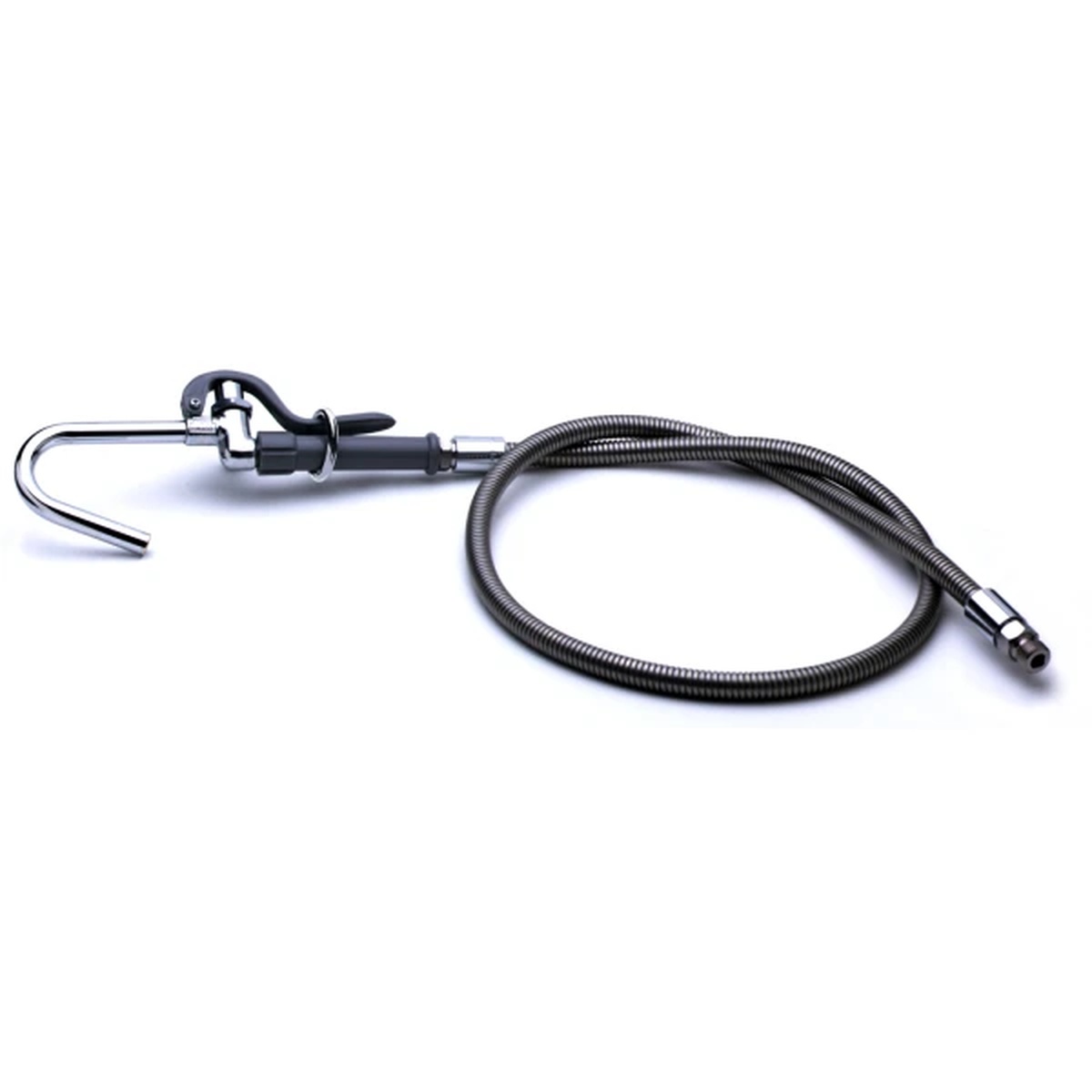 T&S Brass B-0102-A pot and glass filler with hook nozzle, heat-resistant handle, and 68-inch flexible stainless steel hose