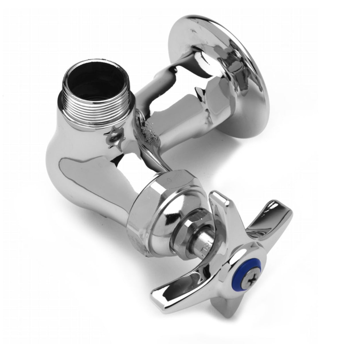 T&S Brass B-0210-LN Single Pantry Swivel Base Faucet with 4-arm handle and wall mount flange
