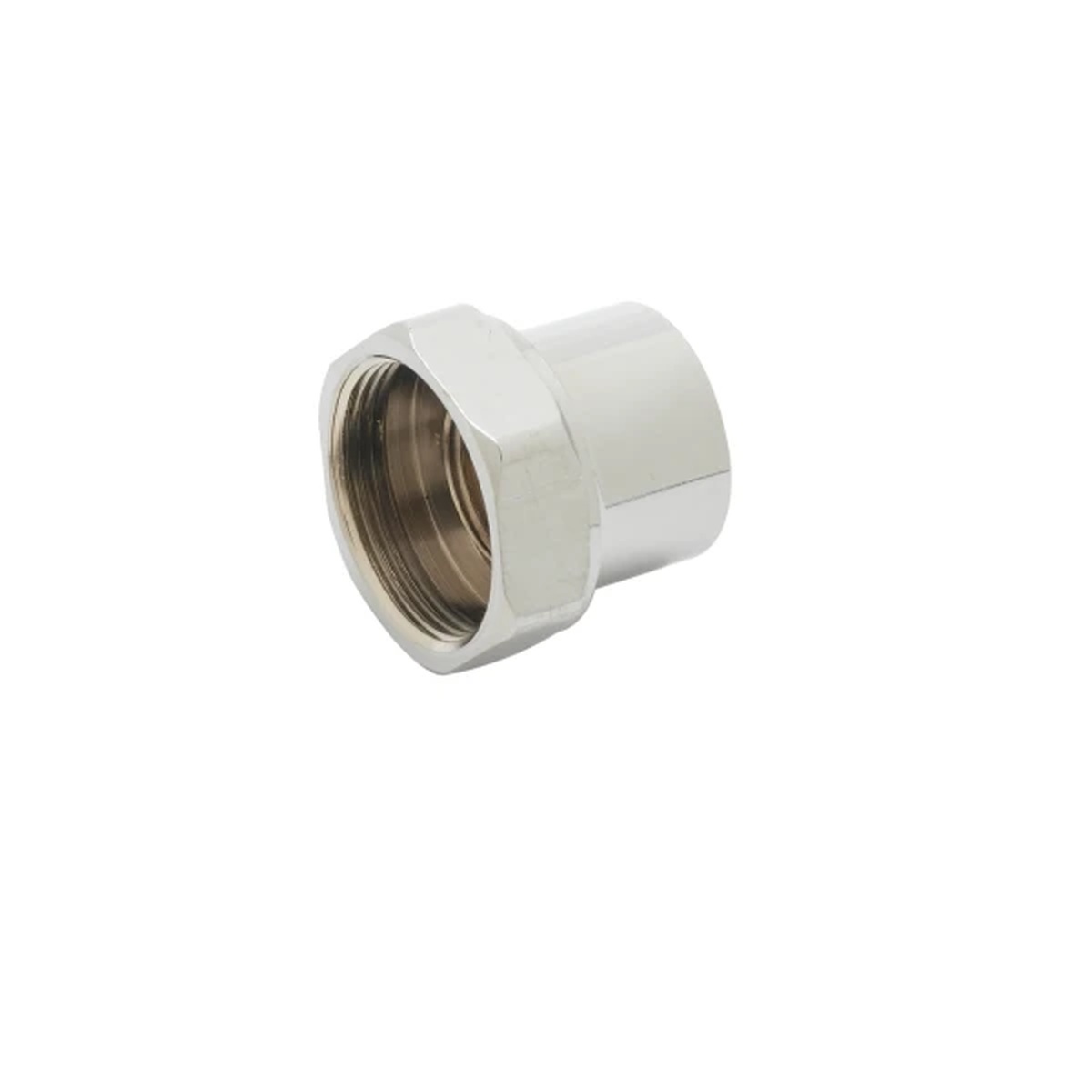 T&S Brass B-0413 chrome-plated swivel-to-rigid adapter with 1-20 UN female inlet and 3/8 inch NPT female outlet
