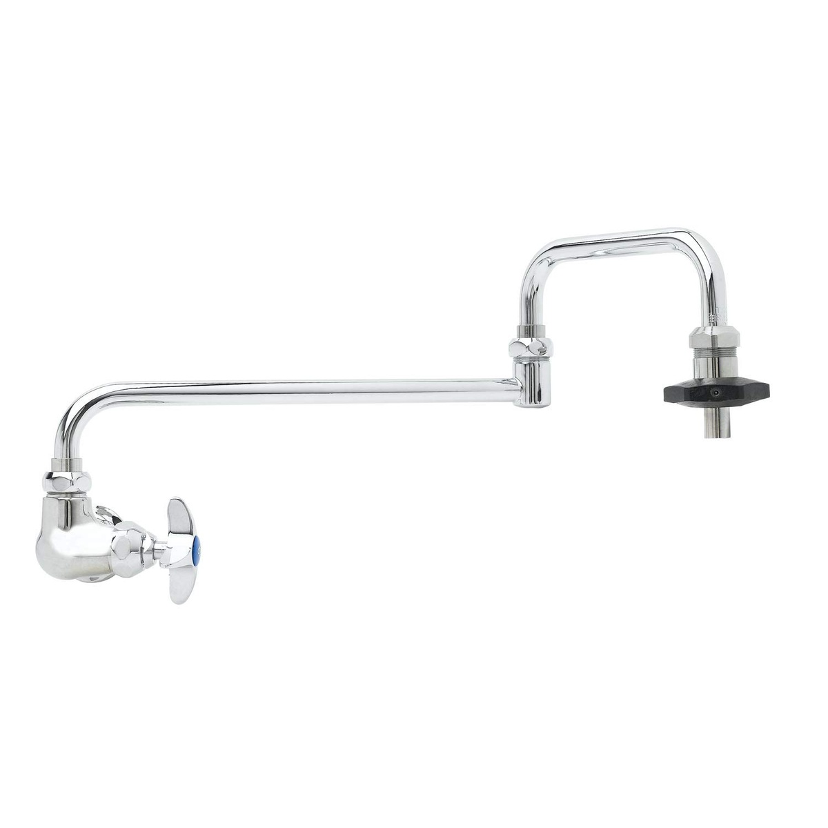 Side view of the T&S Brass B-0592 pot filler showing the insulated on-off control and 4-arm handle.
