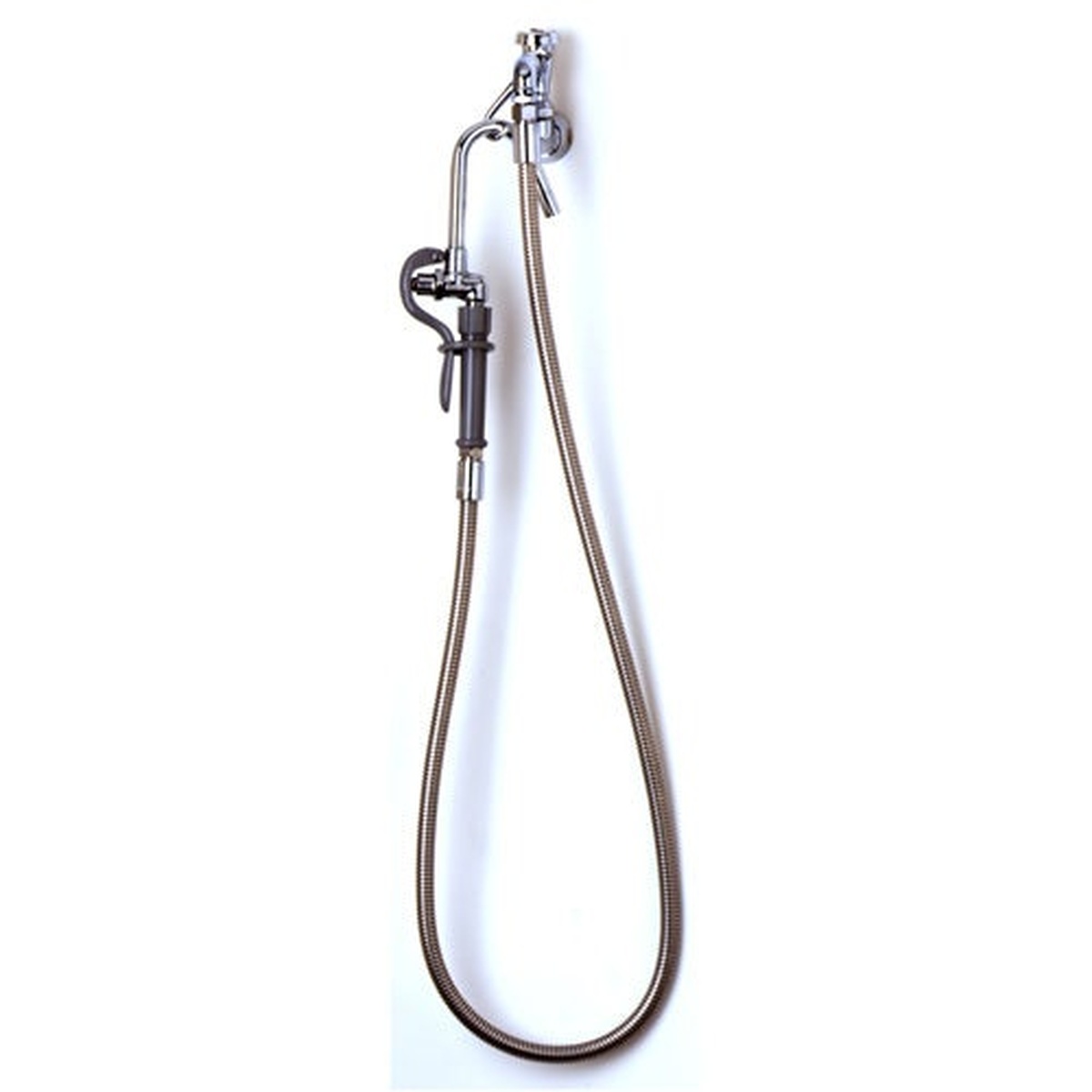 T&S Brass B-0600 wall mount pot filler faucet with 68-inch stainless steel hose and self-closing hook nozzle