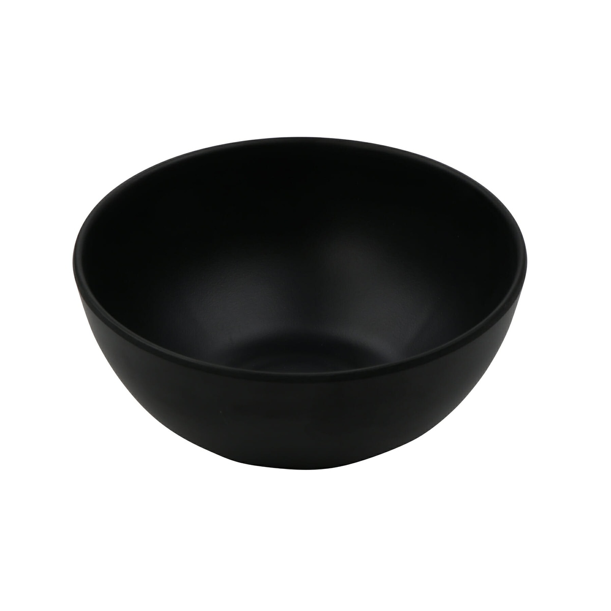 G.E.T. B-101-BK Nara 7 oz. black melamine soup bowl angled view showing matte finish and round shape