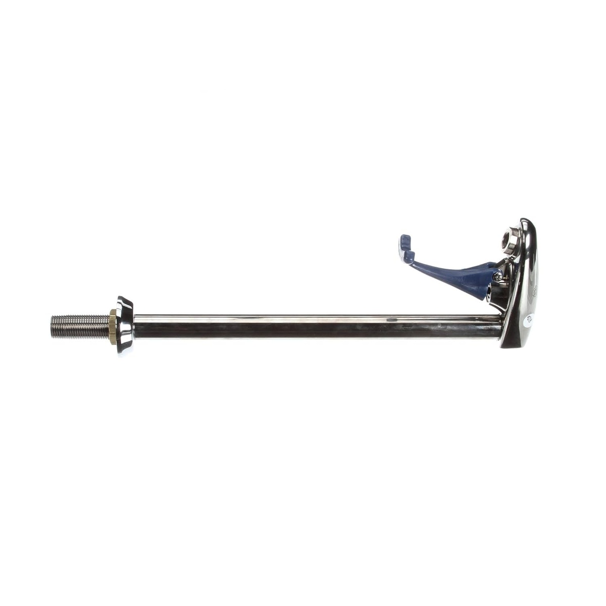 T&S Brass B-1210-12 glass filler side profile showing chrome pedestal arm and push-back actuation arm
