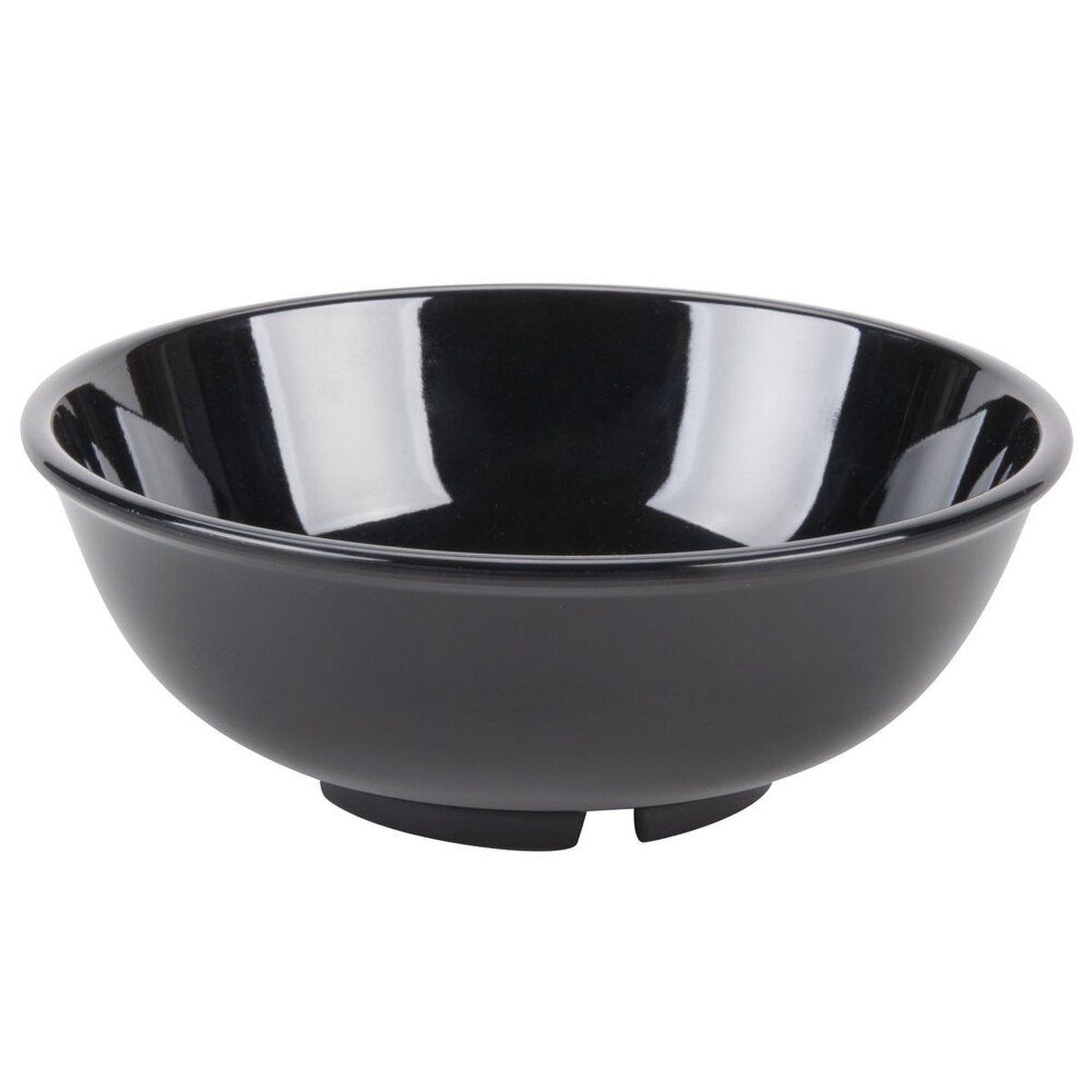 GET B-24-BK Black Elegance 24 oz. round melamine bowl with glossy black finish and footed base