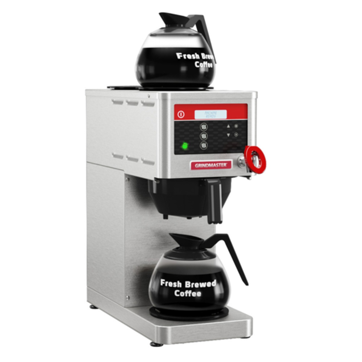Grindmaster PrecisionBrew B-3-120V single coffee brewer with three warming plates and two glass decanters