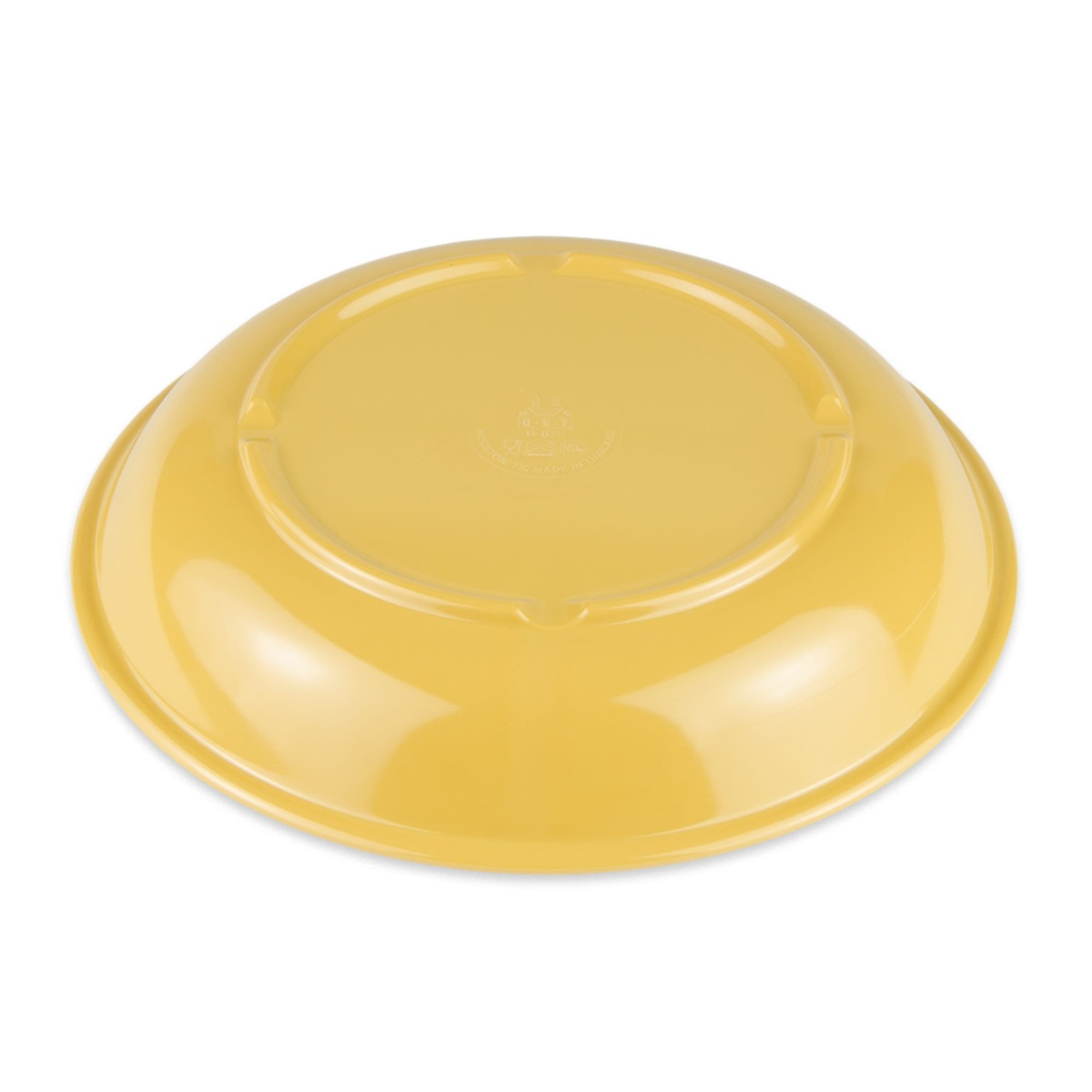 GET B-875-TY tropical yellow melamine pasta bowl bottom view showing stacking rings and NSF mark