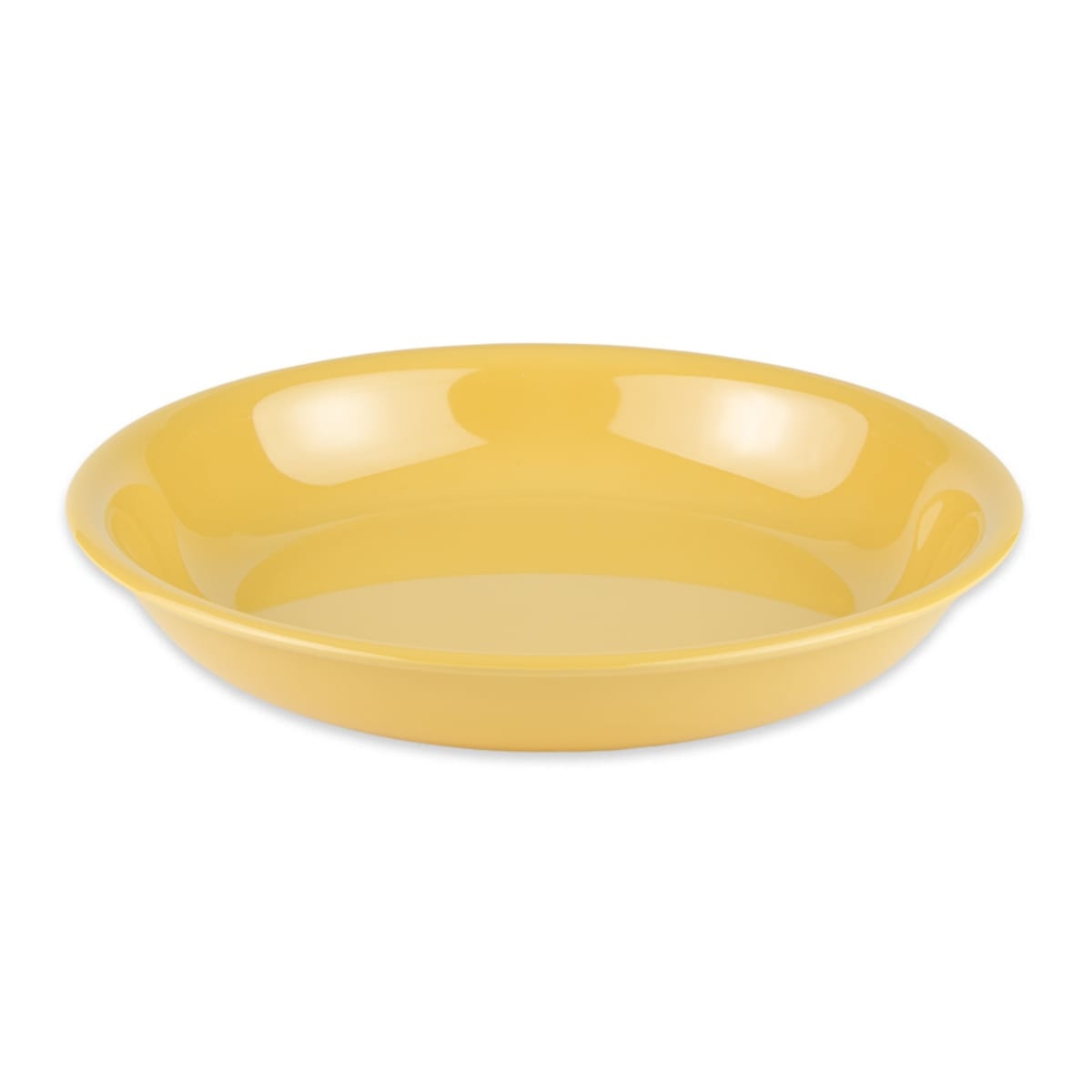 GET B-875-TY tropical yellow melamine pasta bowl angled view showing wide rim and shallow depth